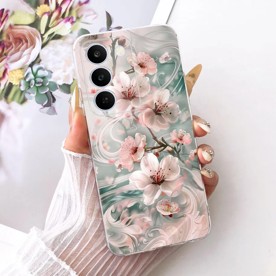 Floral Bow Bumper Soft Silicone Clear Phone Case Cover