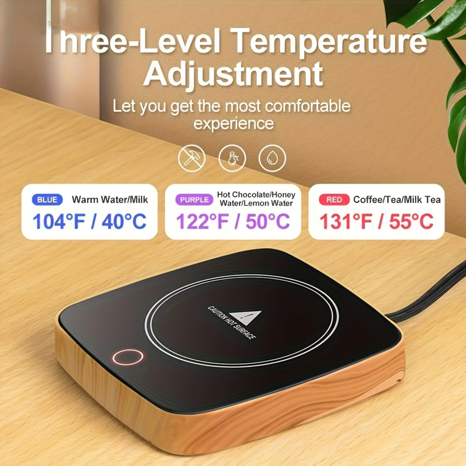 Reliable Fast Waterproof Smart Coffee Cup Heater-Convenient Handy Utensils with 3 Temperature Settings for Heating Espresso, B