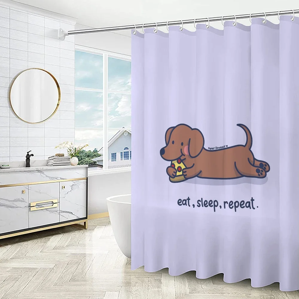 Curtains in the Bathroom Curtain for Quarto Dachshund Folding Partition Shower Accessories Bath Bedrooms Houses Rooms Waterproof 2