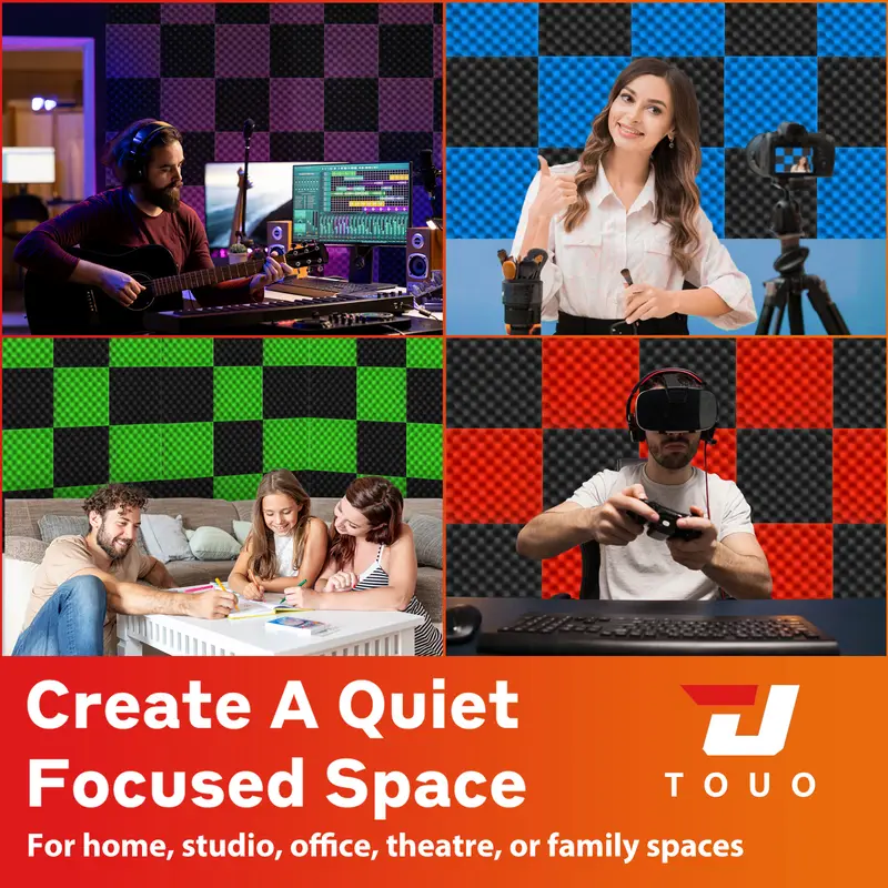 TOUO Acoustic Foam Fireproof Soundproofing Sponge 6/12/24/48 Pcs Egg Crate Soundproof Foam Studio Home Sound-absorbing - Image 5