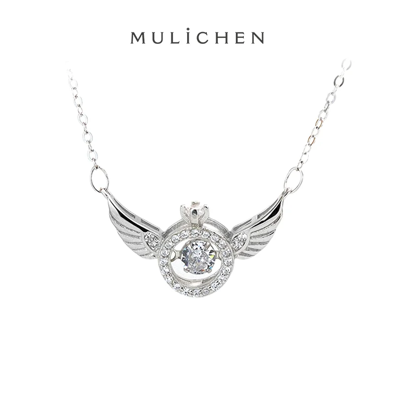 Angel Wings Women's Necklace Fashion Design Simple Flying Wing Zircon Smart Inlaid Metal-plated Clavicle Pendant Necklace