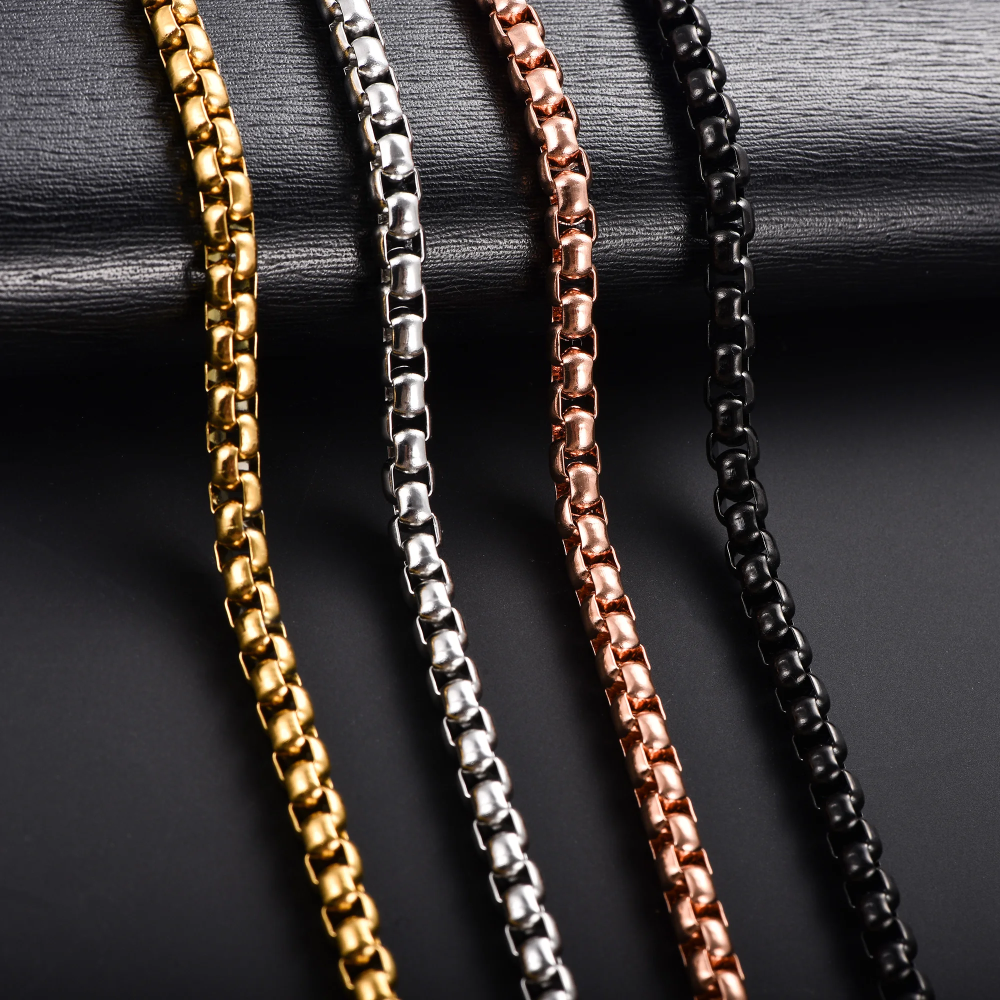 Metal Necklace 2/3/4/5mm Men's Box Chain Stainless Steel For Women Silver/Gold/Black/Rose Gold Color 14-40 inch