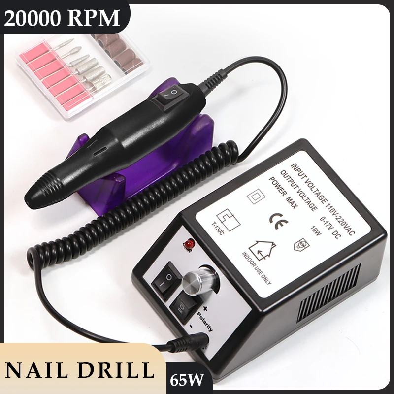 Nail Drill Machine Set 20000RPM Professional Nail Drill Machine Set Nail Files Drill Bits Gel Polish Remover Tools Low Noise Cutters File Kit
