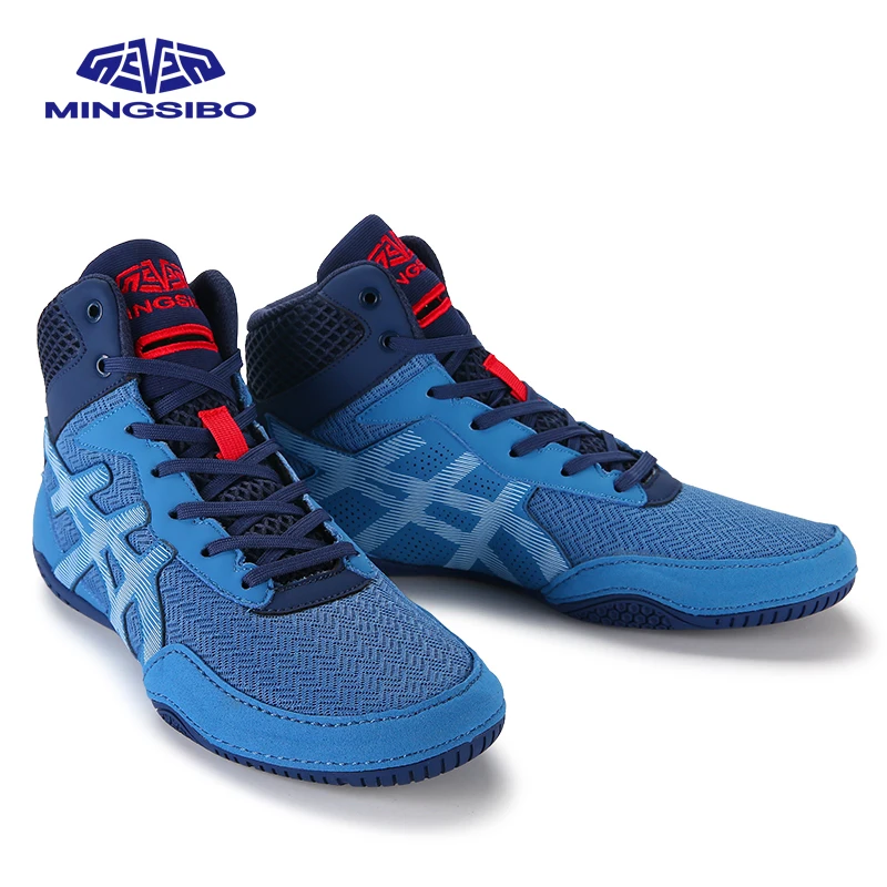 TaoBo Brand MINGSIBO Mid Cut Pro Boxing Boots Men Women Big Size 36-47 Breathable Anti Slip Wrestling Sambo Shoes Gym Fitness