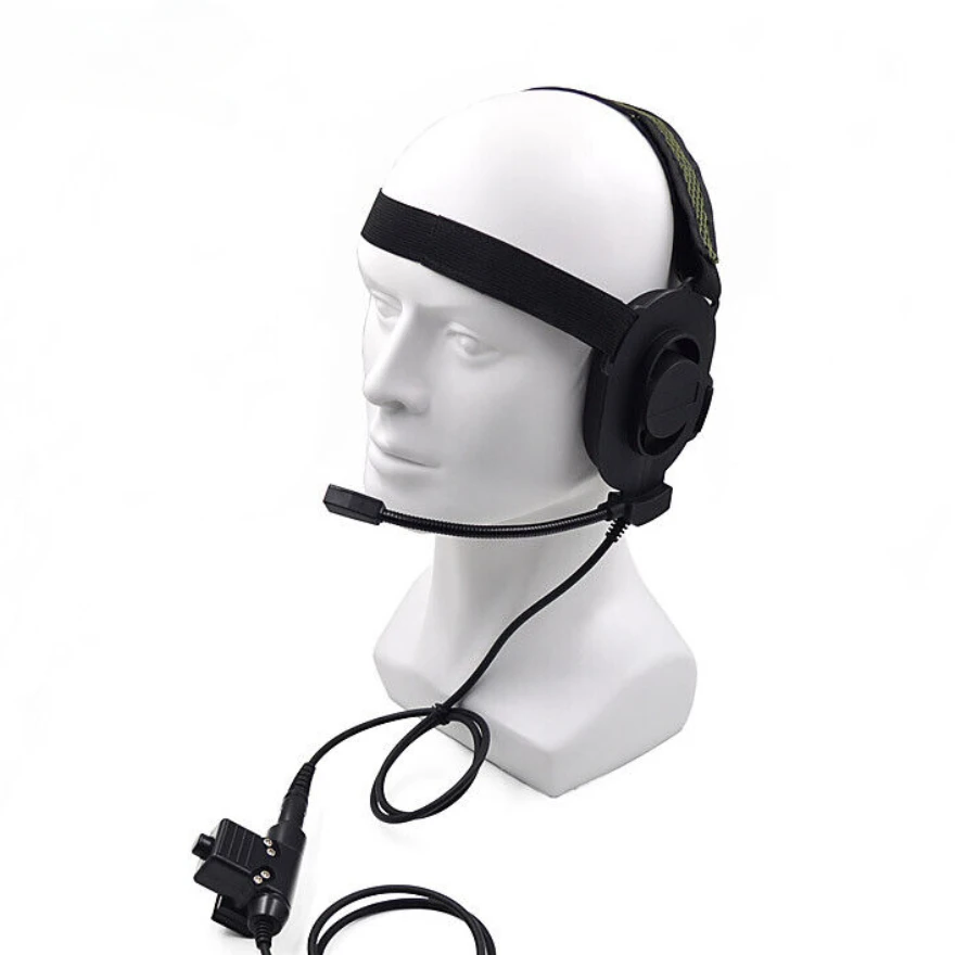 Hd01 Tactical Bowman Elite Ii Headset & U94 Ptt Key Per Kenwood Baofeng Wouxun Midland Motorola Ham Radio Microfono Auricolare