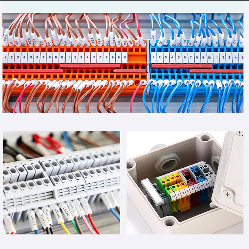 Din Rail Terminal Block Wire Connectors 4PCS Terminal Connector UK-1.5/2.5/3/5/10 Wire Electrical Screw Cable Din Rail Terminal Blocks Strip Power Distribution Eletrico