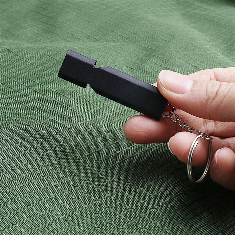 Dual-tube Outdoor Camping Survival Whistle 120 Decibels Multifunctional Stainless Steel Emergency Whistle Portable EDC Tool