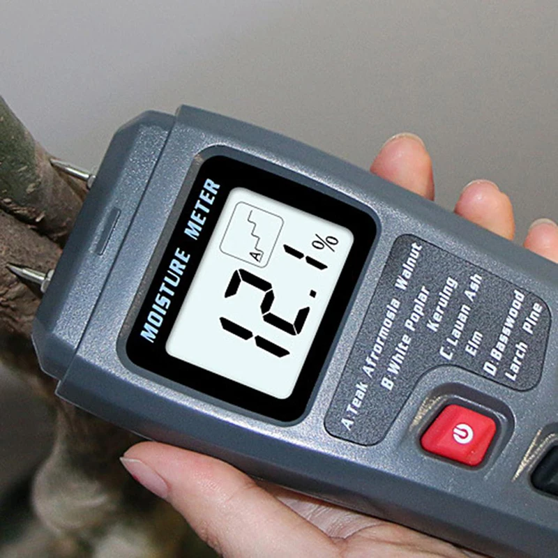 Digital Wood Moisture Meter EMT01 Professional 0~99.9% Timber Hygrometer Portable Tool LCD Display Timber Damp Detector Wood Moisture Meter