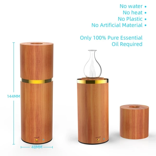 Aroma Essential Oil Diffuser Nebulizer Wood Mini Portable Waterless Aromatherapy Diffuser Home Glass Aroma Diffuser Gift