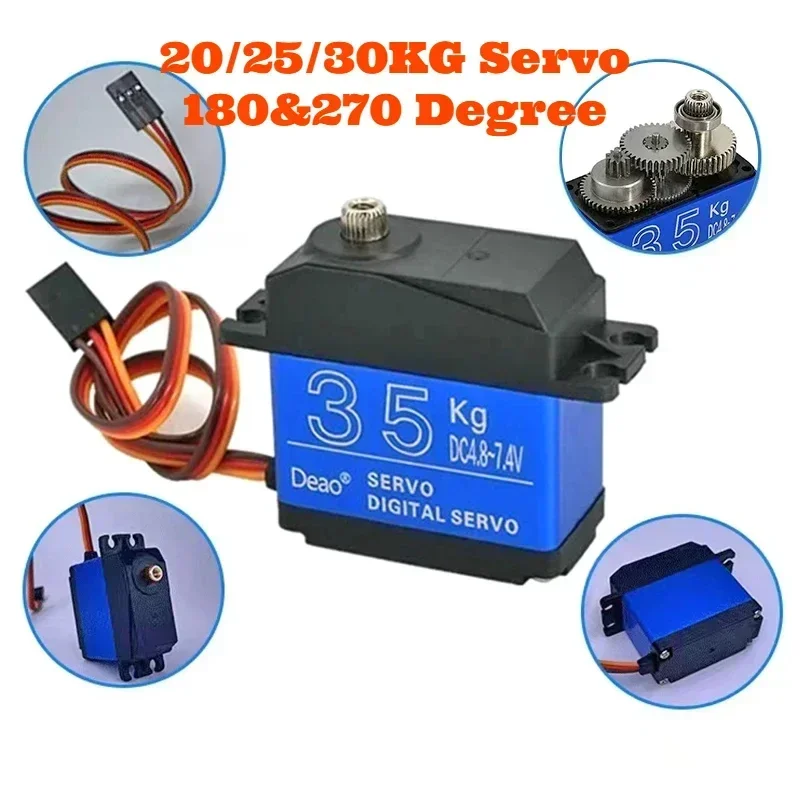 Hot Digital Servo Degree High Torque Metal Gear Waterproof 20/25/30/35kg 270&deg;180&deg; 25t Rc Truck Mechanical Arm For Rc Car Crawler
