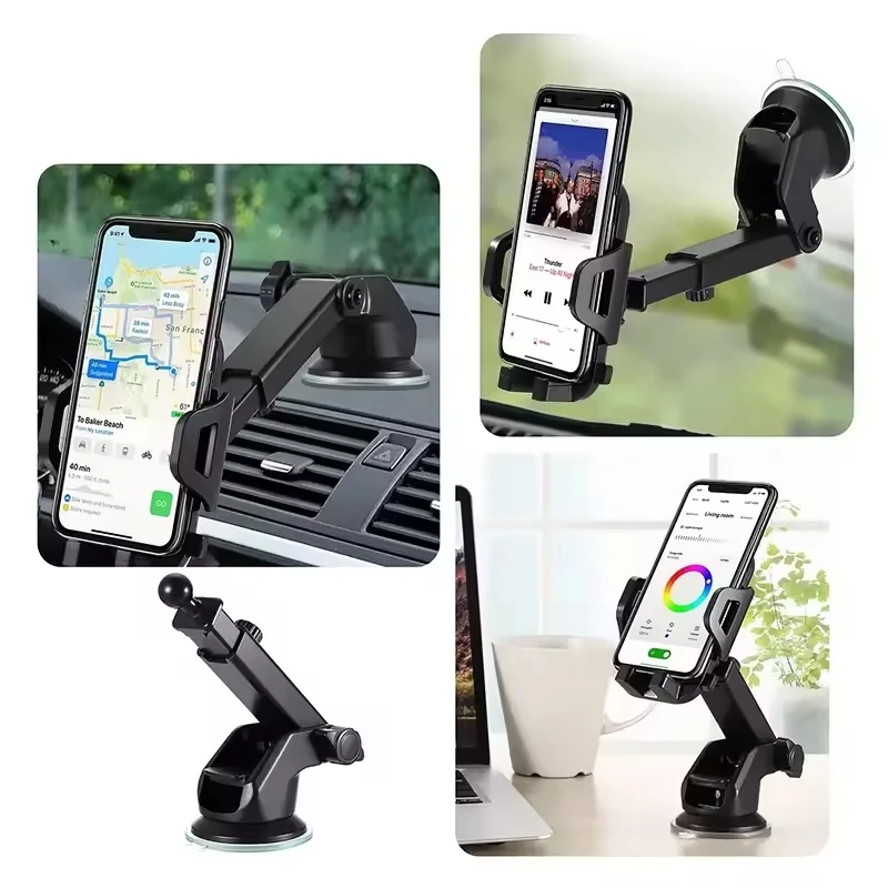 Car Phone Holder Mount Stand with Suction Cup Smartphone Support Bracket for iPhone Xiaomi Huawei Samsung Cell Mobile in Car