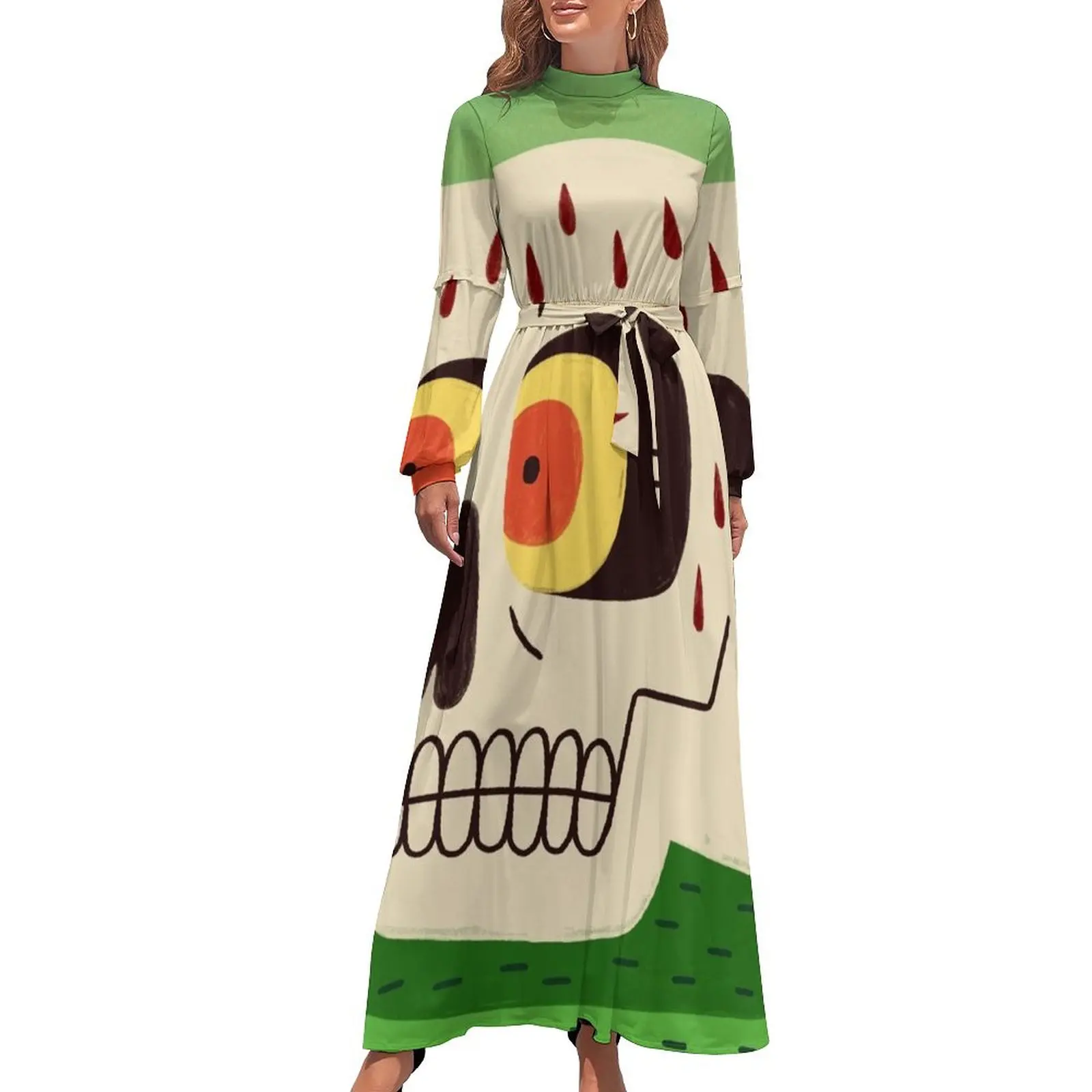 thumbnail image 1 of Vestido largo con calaveras, estilo coreano, para verano, playa, noche, lujo, 1 of 5