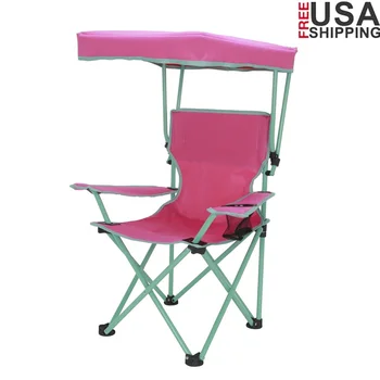 Kids Canopy Camp Chair Safety Lock Portable Outdoor Chair with Canopy Adjustable Sunshade Cup Holder Kids 125lb Capacity 1