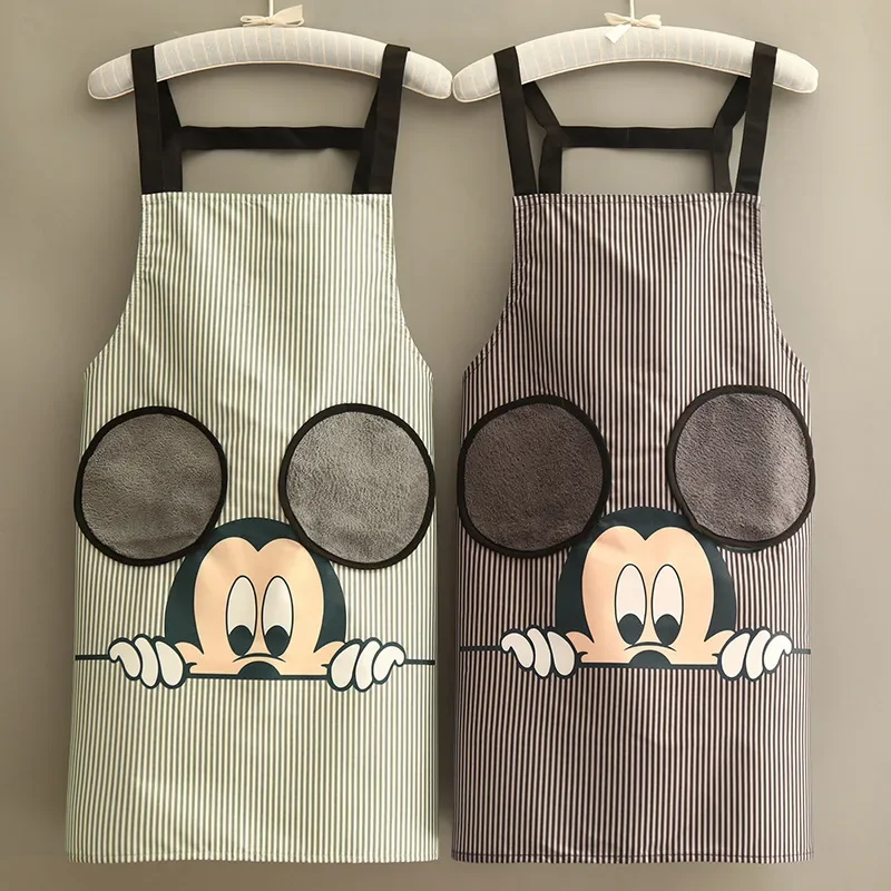 Disney-女性用ミッキーマウス,家庭用キッチンエプロン,防水