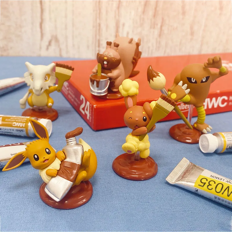 

5 шт./набор, экшн-фигурки Takara Tomy Pokemon, Gashapon Eevee Cubone Hitmonlee Buneary Skwovet, подарок на день рождения