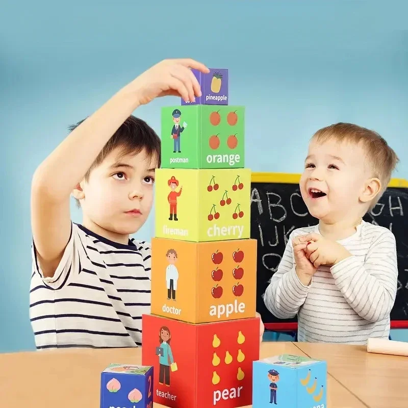 Wooden Stacking Boxes Toys Numbers Nesting&Sorting Cups Blocks Toddlers Balance Games Montessori Puzzle Puzzle Preschool Toys