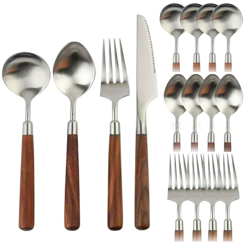 Children's Spoon Fork Set 4PCS Stainless Utensil Children's Tableware Training Spoon Feeding Tableware Soft Kitchen Accessories