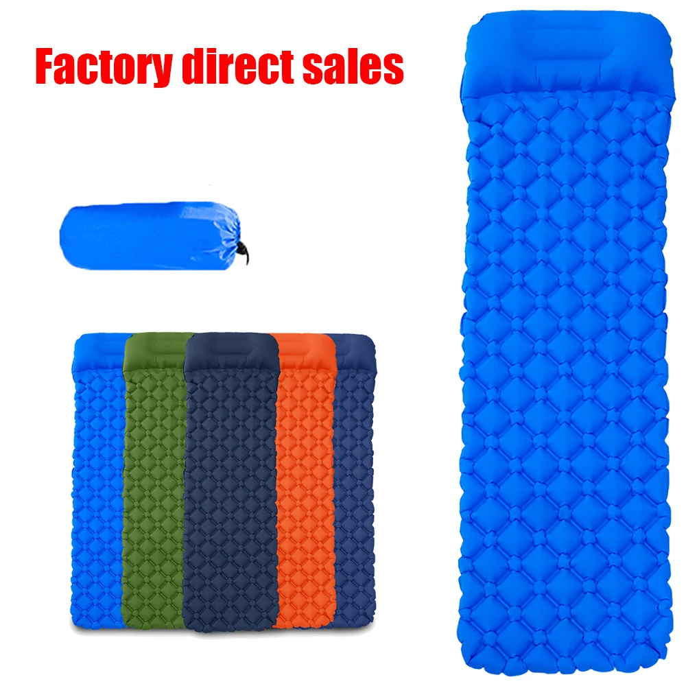 

New Outdoor Sleeping Pad Camping Inflatable Mattress with Pillows Travel Mat Folding Bed Ultralight Air Cushion Hiking Trekking