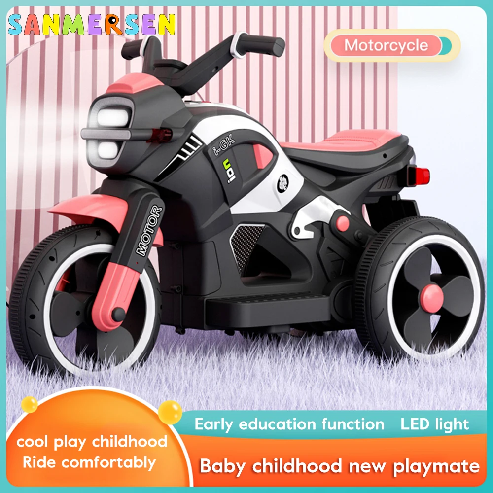 Moto eletrica triciclo infantil policial com iluminacao