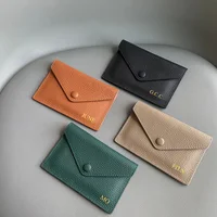 Porte-cartes de luxe en cuir véritable, Mini enveloppe courte pour femmes, portefeuille coréen japonais, sac d'argent, étui pour cartes de crédit, porte-monnaie pour dames 6