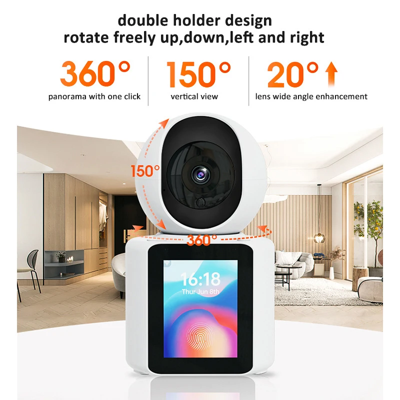 와이파이 영상 통화 카메라 베이비 모니터 홈 보안 IP 캠, 양방향 음성 통화, 360 도 회전 모니터, 노인과 