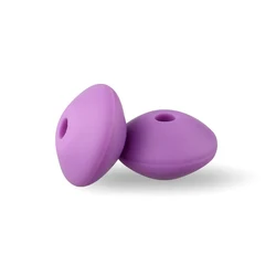 Silicone Lentil Beads 12mm Abacus Loose Beads for DIY Jewelry and Crafting (Medium Purple)