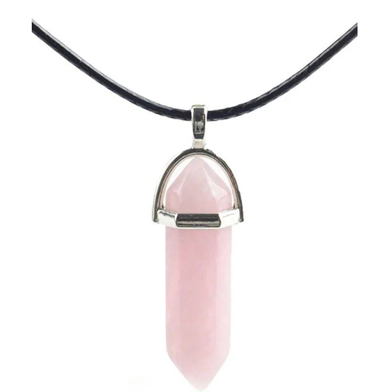 Collar con colgante hexagonal de cristal natural joyas para mujer_voghion.com