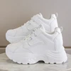 White Platform Women's Sneakers 2024 Spring Lace-Up Thick Bottom Vulcanize Shoes Woman Pu Leather Breathable Sports Shoes Ladies 1