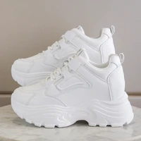 White Platform Women's Sneakers 2024 Spring Lace-Up Thick Bottom Vulcanize Shoes Woman Pu Leather Breathable Sports Shoes Ladies 1