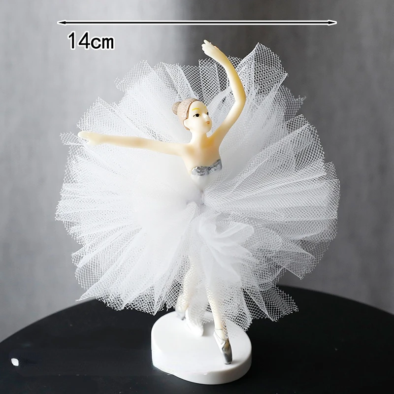 Description Picture 6 of itemWhite Pink Ballet Girls Decoration Hook Flower Happy Birthday Cake Topper Wedding Bride for Party Supplies Baking Love Gifts