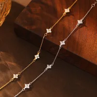 Bracelet à fleurs plaqué argent 925 pour femmes, chaîne à maillons délicate réglable, plaqué or 18 carats, bijoux mignons de fête de mariage 4