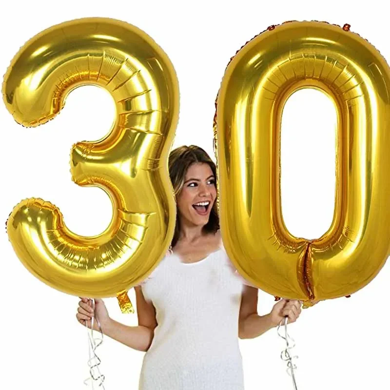 40 inch Large Number figure Balloons 10 20 30 40 50 60 70 80 90 years adult Birthday Anniversary Decoration Supplies gold silver 32inch number aluminum foil balloons party decoration balloons 10 20 30 40 50 60 70 80 90 years birthday party diy decoration