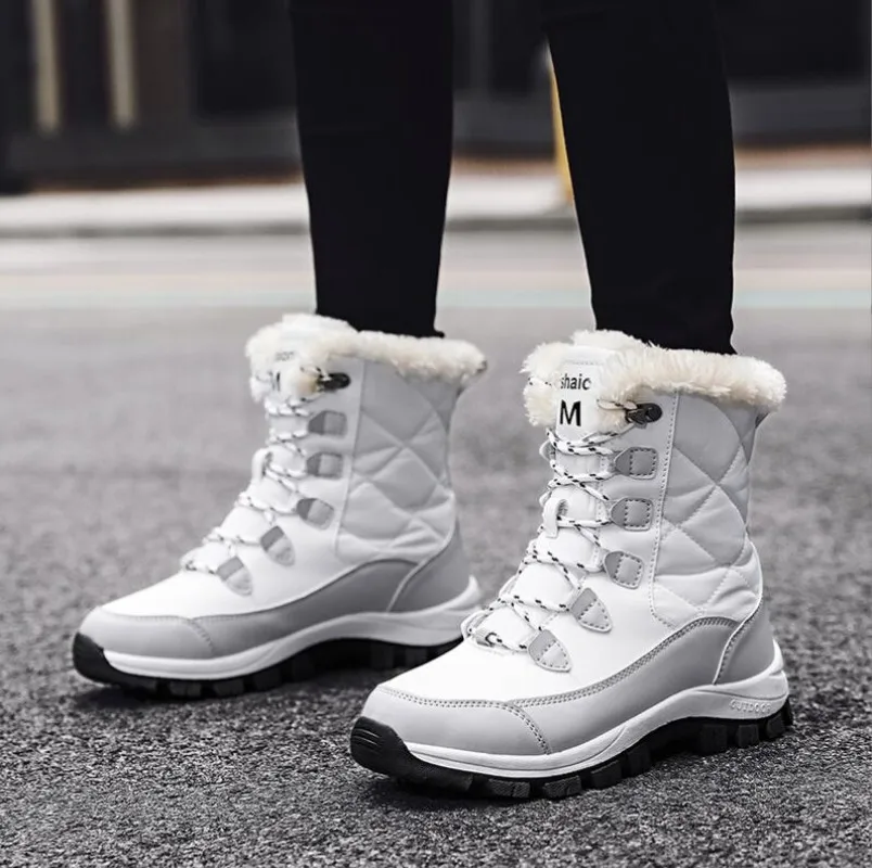 

2023 Ankle Boots Women Winter Shoes Keep Warm Non-slip Black Snow Boots Ladies Lace-up Plus Size 41 Boots Chaussures Femme