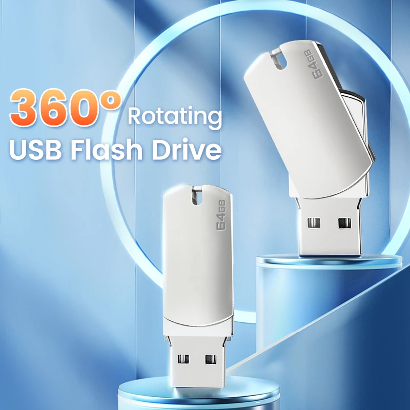 

2023 New Mini Portable Hard Disk 128G/64G/32G/16G OTG Rotatable Waterproof Drive Suitable For Laptop USB Memory Sticks