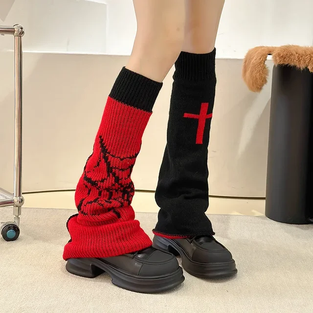 Knitted Socks Women's Leg Covers Y2k Autumn Mid-calf Socks Dark Subculture Calf Socks Legwarmers  Knee High Boots Lolita 2