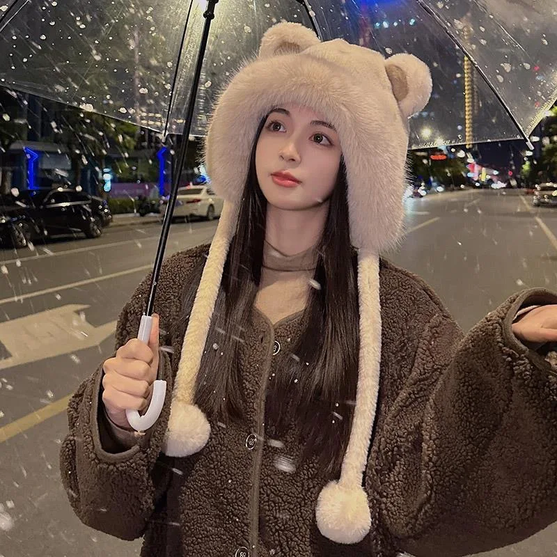 Cute Little Bear Plush Hat Women\'s Fashion  Women\'s Winter Cycling Winter Hat