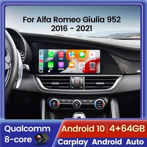 10.25" Qualcomm Android 10.0 4+64G Car Radio For Alfa Romeo Giulia 952 2016 2017 - 2021 Multimeida Carplay Navigation GPS Stereo