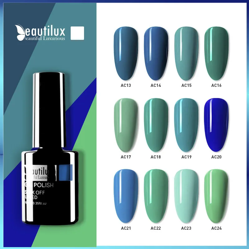 Beautilux-esmalte de uñas en Gel, laca de uñas semipermanente, Color agua  de mar, verde, azul, UV, LED, AC13 ~ 24, 10ml - AliExpress