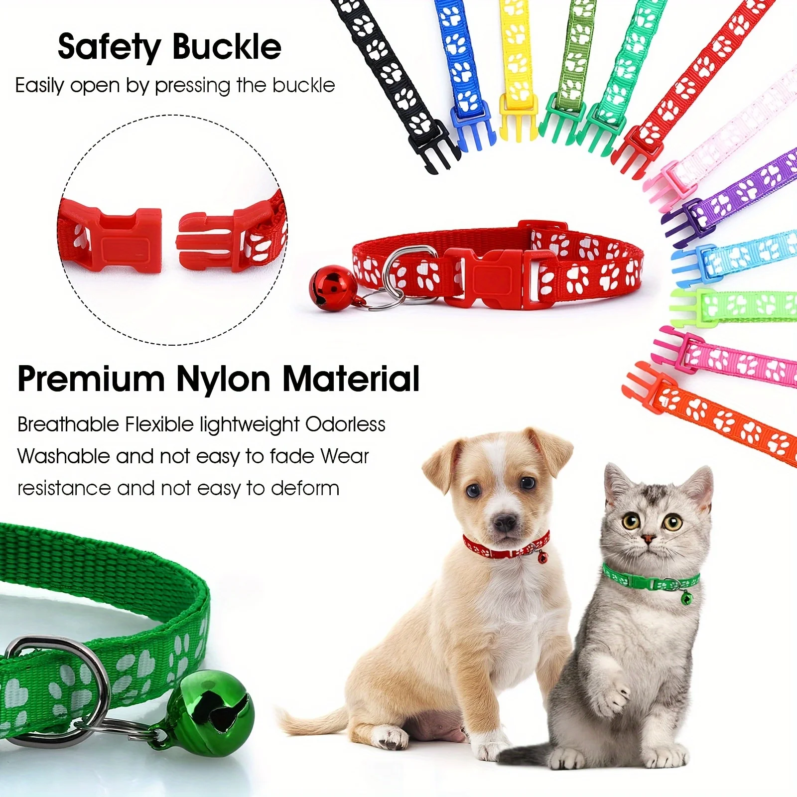 Soft Puppy Collars With Bells Adjustable Id Identification Set_voghion.com