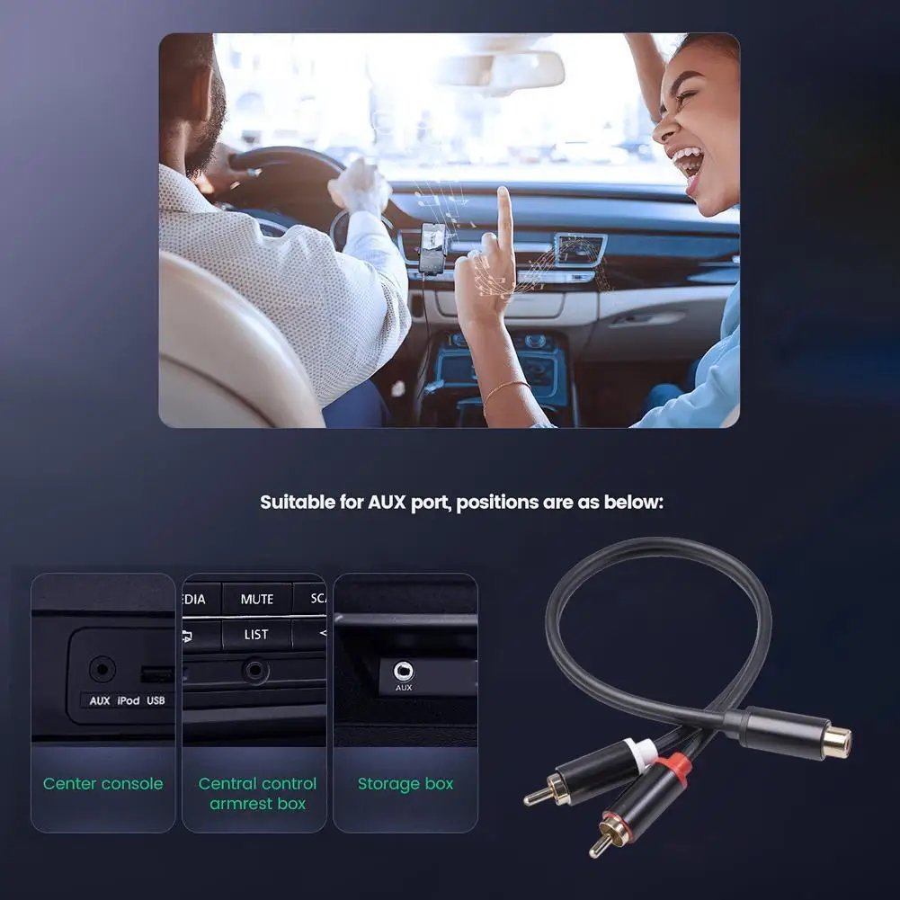 1 RCA Female to 2 RCA Male Y Stereo Audio Cable for Car Speaker Amplifier 29cm