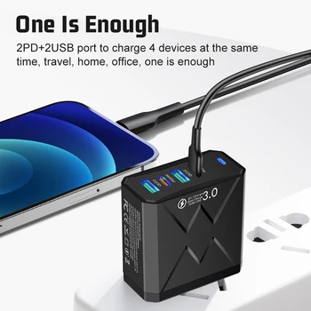 Total 100W Fast Charging Adapter USB PD Mobile Phone High Speed Charging Charger for IPhone Huawei Samsung Xiaomi EU/US/KR Plug 3
