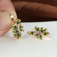  Vintage Gold Color Bridal Earrings Rainbow Crystal Small Stone Earrings Elegant Flower Multicolor Zircon Earrings For Women Gift 