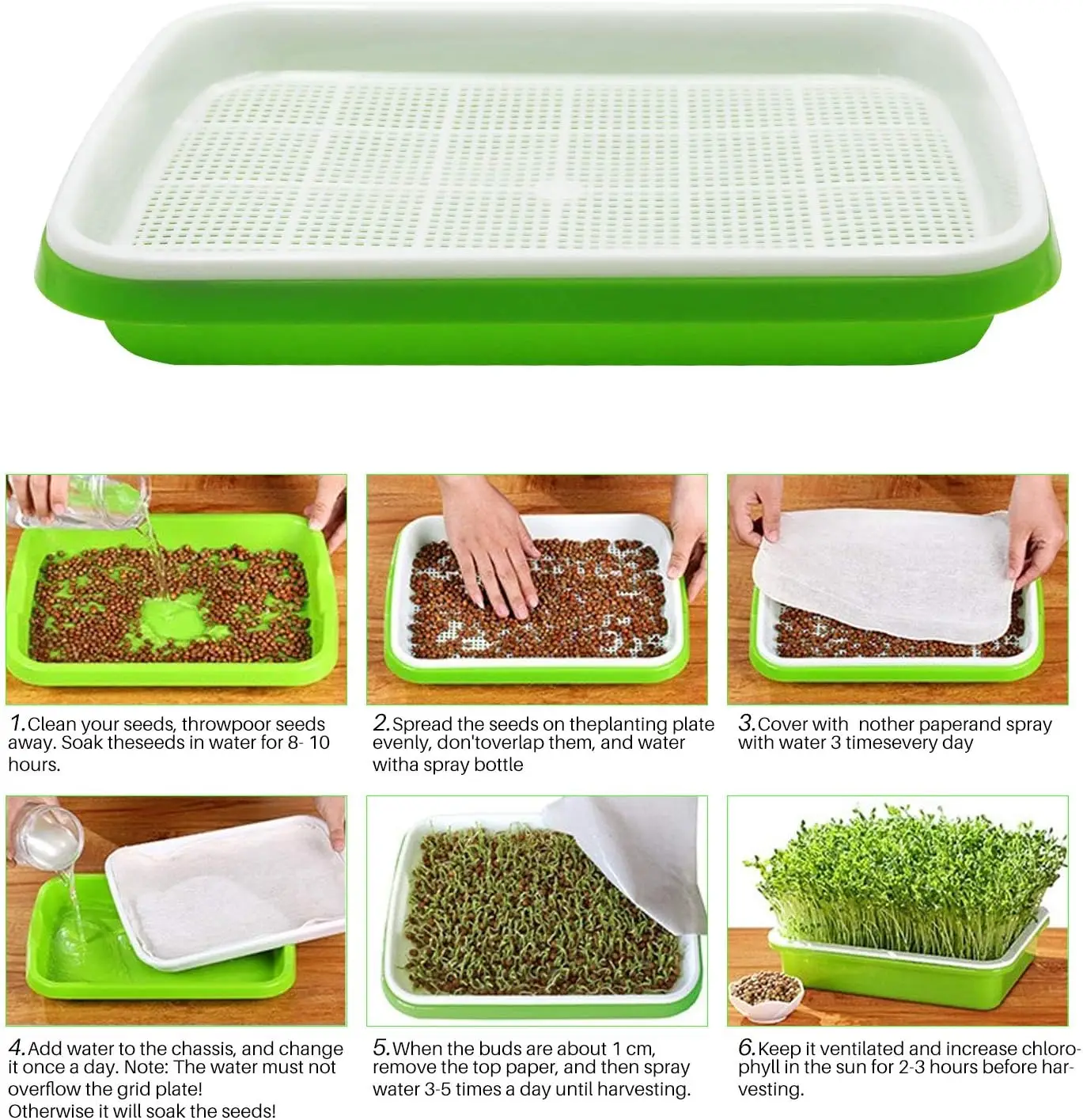 Hydroponic Germination Tray Microgreens Sprouter Tray Hydroponic Sprouting Horticultural Systems Garden Nursery Potted