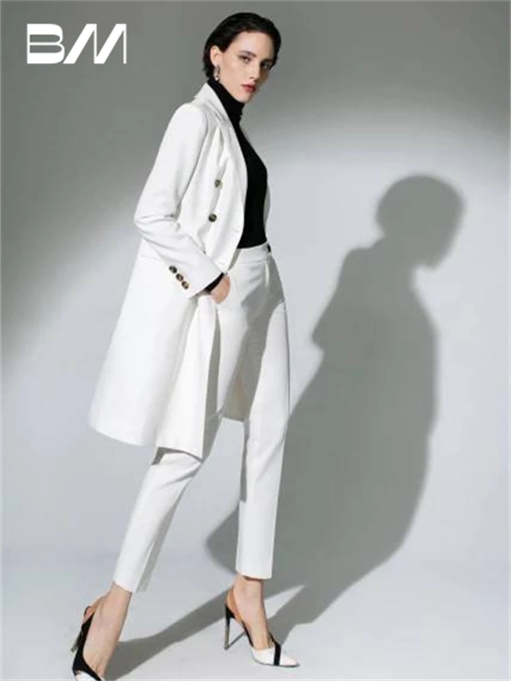 Charming Women's 2 Pieces Suit Set 2024 Two Pieces Pantsuit Blazer Pants Double Breasted Women Tuxedo For Wedding Party