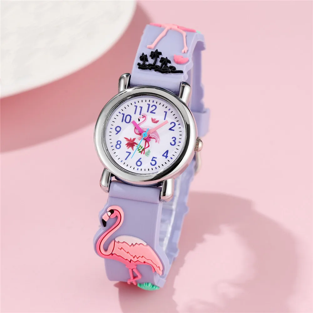 Cute flamingo pattern Children's cartoon watch 2