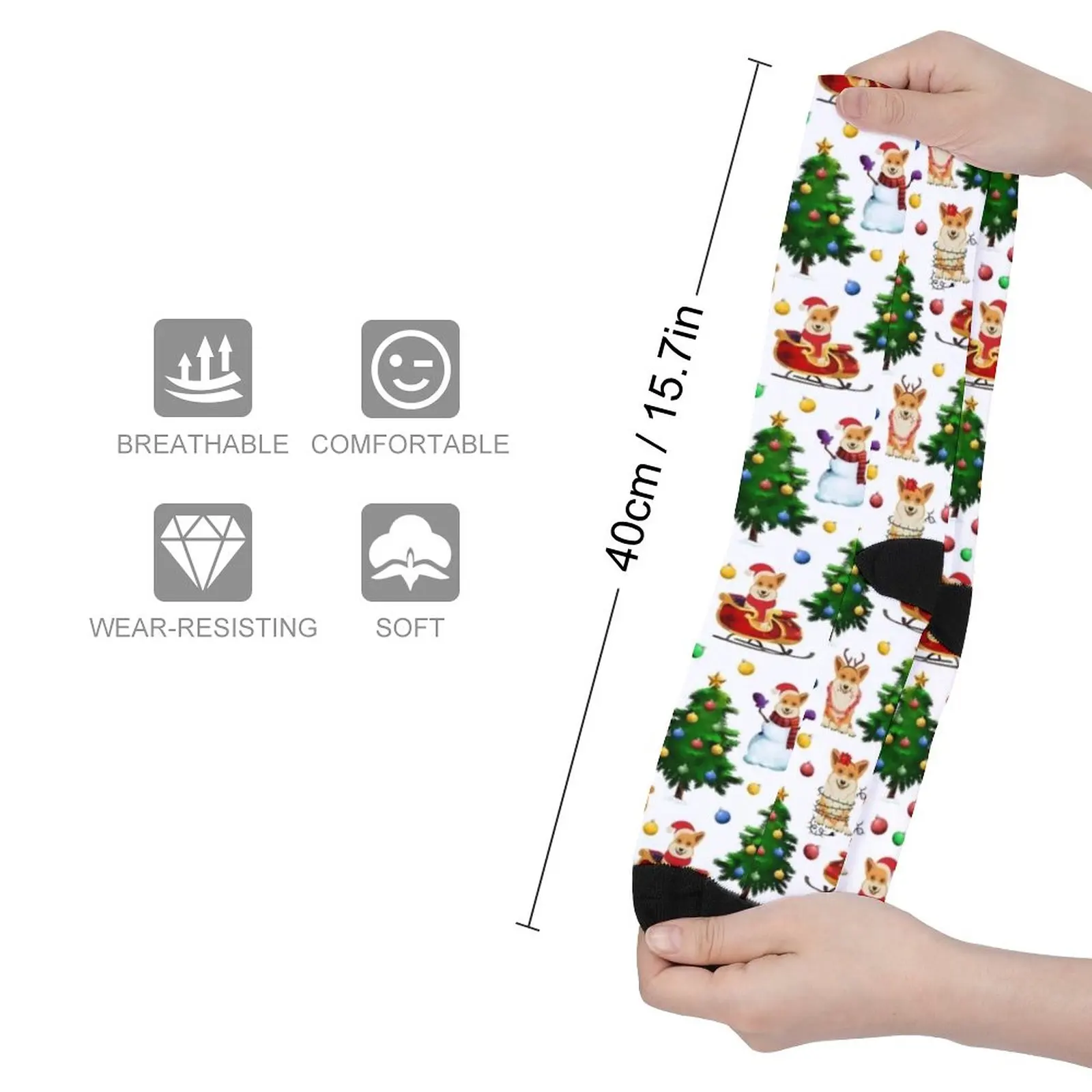 Corgis Christmas Pattern White Socks Socks with print Socks female
