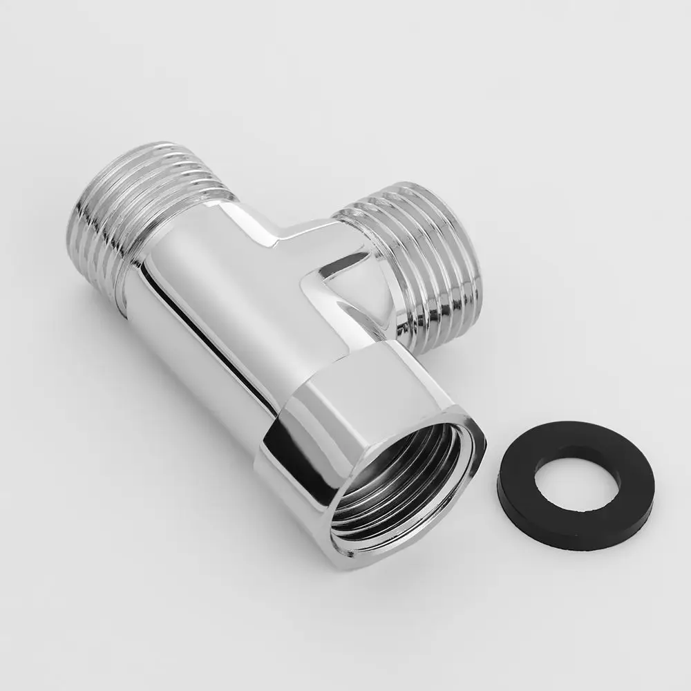 1/2" 3 Way Brass Chrome Diverter Tee Connector T Shape Kitchen Sink Splitter Faucet Adapter Diverter Bathroom Kitchen Supplies diverter valve,t adapter valve