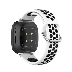 Premium Silicone Smart Watch Replacement Strap - Versatile and Durable Wristband Accessory - fitbit sense 2 (White black)