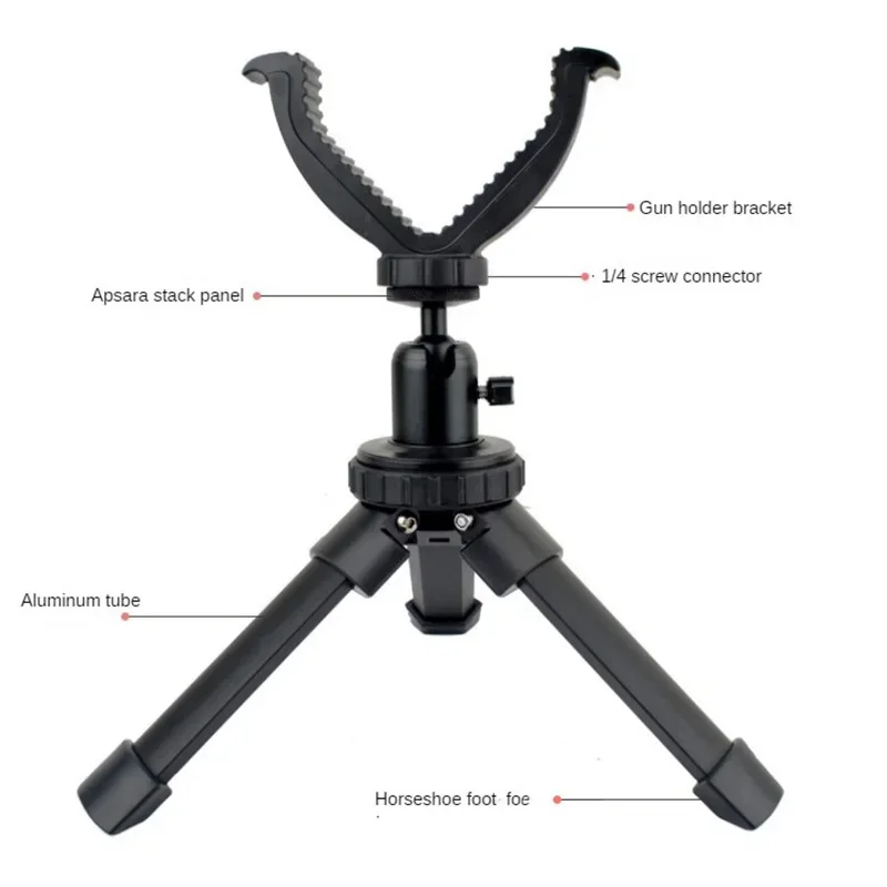 Shooting Rest Tripod Durable Adjustable Height Rifle 360 Degree Rotation V Yoke Stand Portable Aluminum Construction For Target