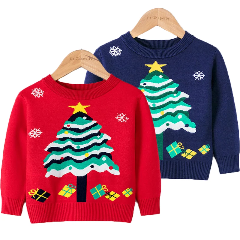 

2023 New Christmas Tree Winter Keep Warm Boys Girls Sweater Knitted Shirt For Kids Children Birthday Present